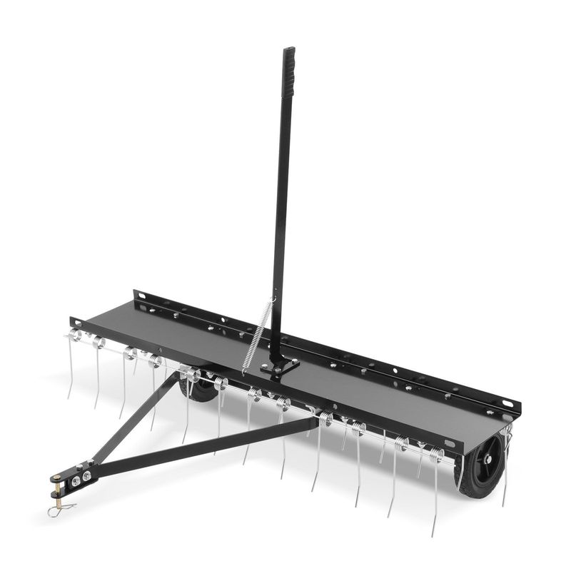 VEVOR Tow Behind Dethatcher, 48-inch Tow Dethatcher With 24 Spring Steel Tines, Lawn Dethatcher Rake For ATV Or Mower, Tow Behind Lawn Rake With Lift Handle For Garden Farm Grass_voghion.com