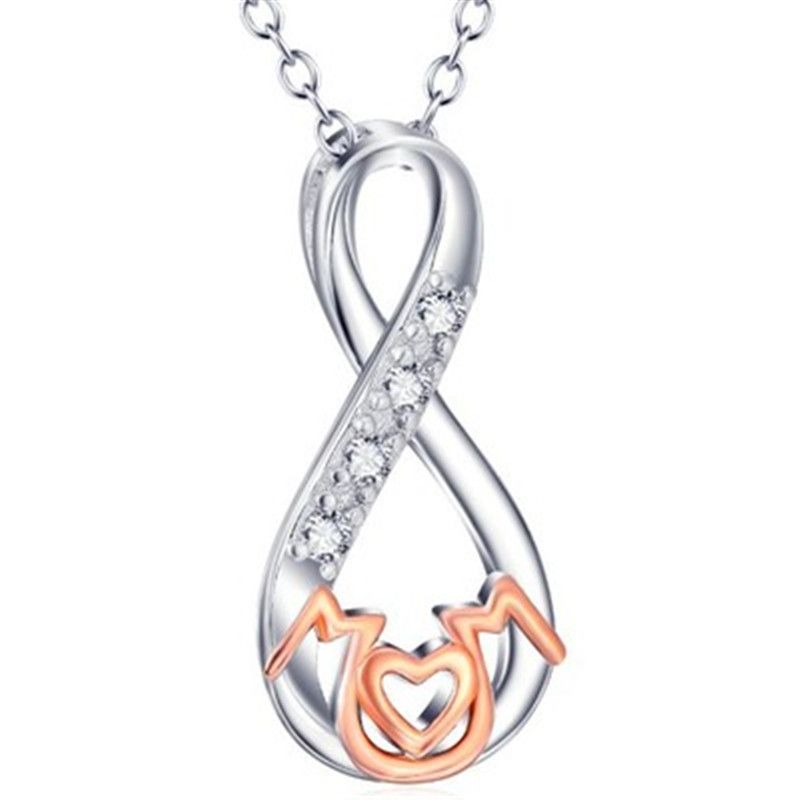 Charms MOM heart Mother's Day crystal silver women necklace jewelry lady stone fashion cute pendant necklace jewelry_voghion.com