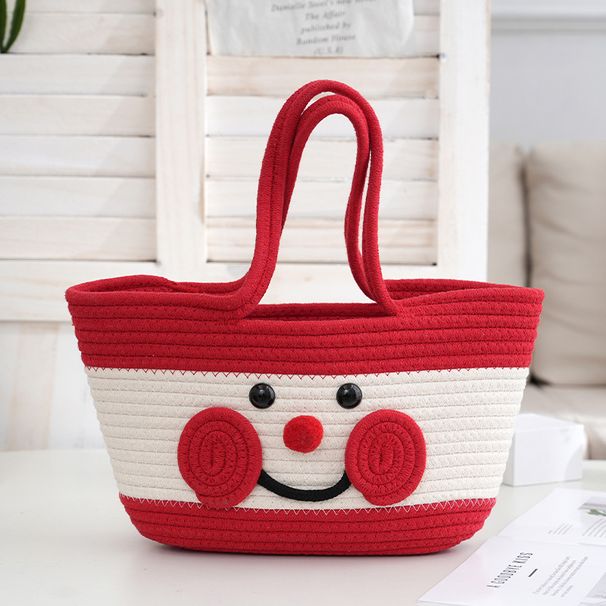 Tote Bag Cartoon schattige katoenen touw handtas schattige katoenen touw hand cadeau geweven tas kinderen schattige geweven handtas_voghion.com