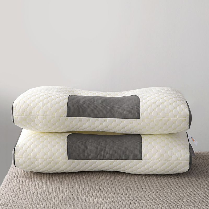 Massage Pillow With Knitted Cotton Cover - Cervical Support Orthopedic Pillow For Neck Pain Relief (Single Anti-Sag Breathable Grey/White)​_voghion.com