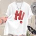 Women's summer new loose slimming fashion advanced sense all-match letter style top_voghion.com