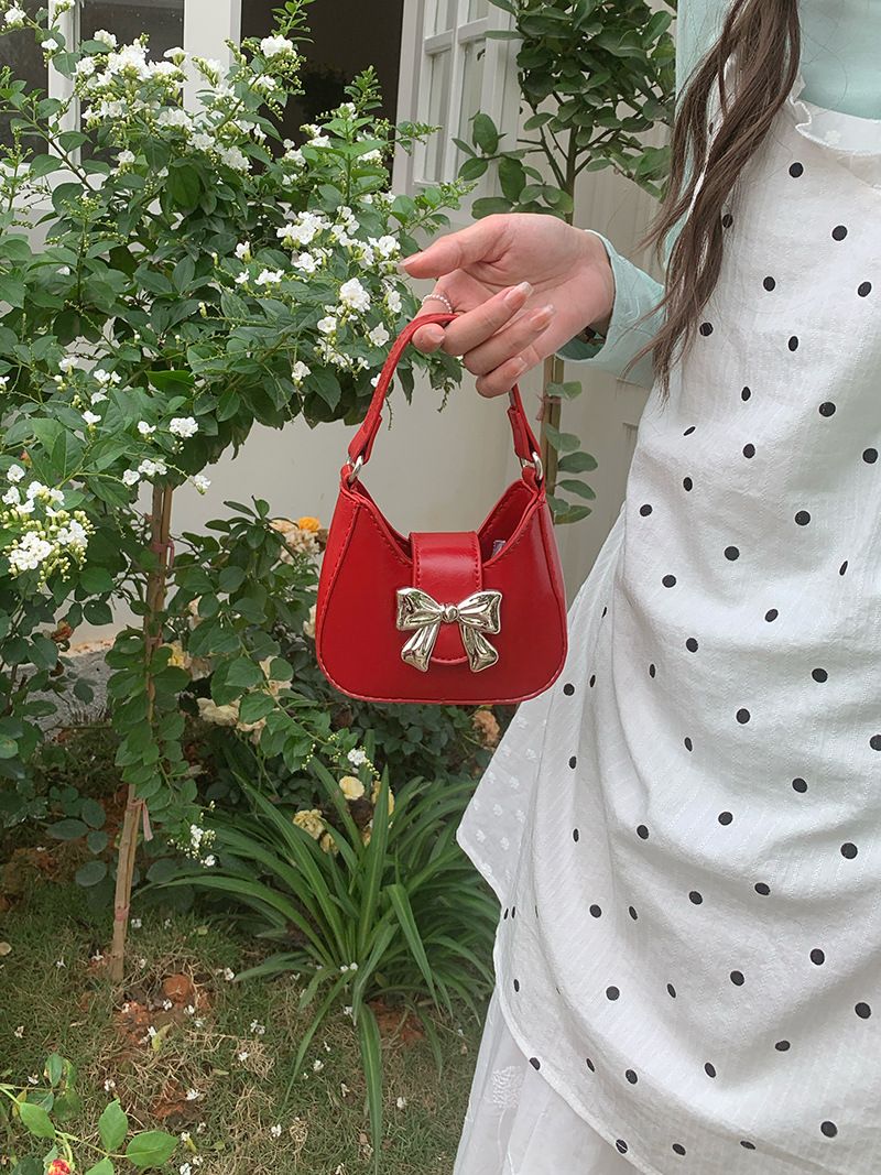 Nišas bantītes rokassoma, jauna pavasara/vasaras tendence, salda, forša, lūpu krāsas ķēdītes formas plecu soma, mini, maza, sieviešu_voghion.com