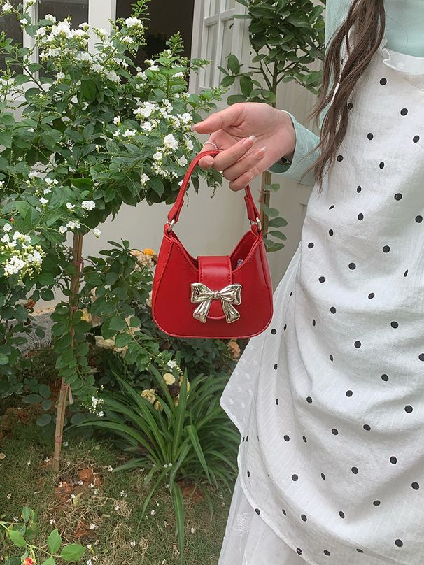 Nišas bantītes rokassoma, jauna pavasara/vasaras tendence, salda, forša, lūpu krāsas ķēdītes formas plecu soma, mini, maza, sieviešu_voghion.com