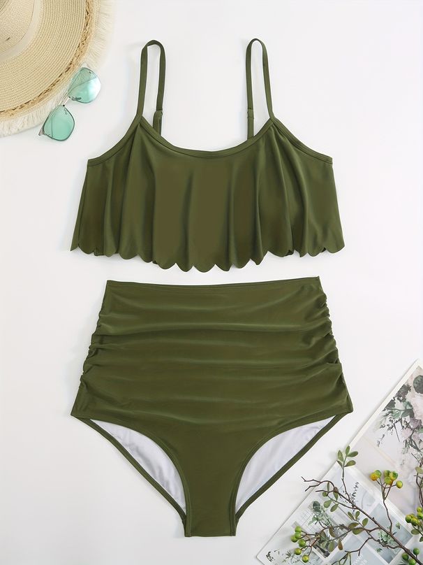 Plus Size High Waist Swim Shorts - Women's Solid Color Swim Bottoms (Anti-Chafing UPF 50+ Quick Dry Beach & Pool)_voghion.com