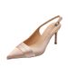 Baotou Thin Heel Sandals Women's Pointed Head French Temperament Satin Apricot One-word Buckle With Versatile Sandals Women_voghion.com