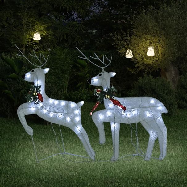 Christmas Reindeers 2 pcs White 40 LEDs_voghion.com