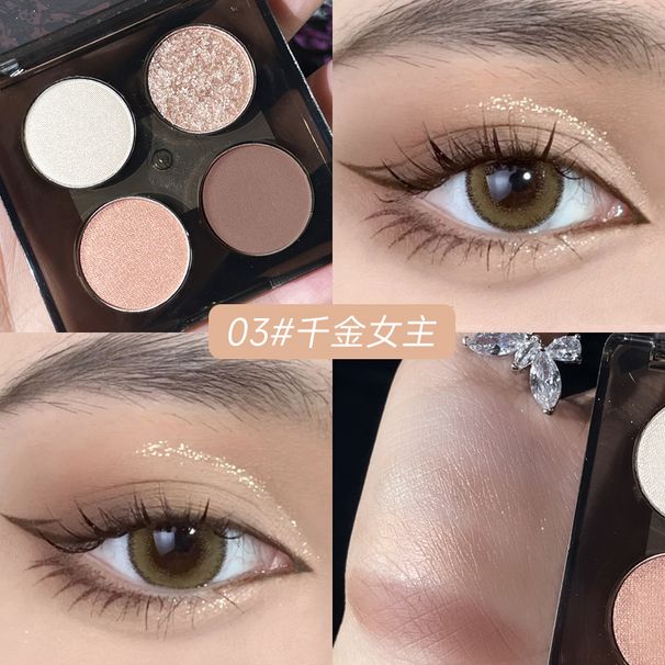 Kobeleen Lace Pearlescent Four-Color Eyeshadow Beginner Smoky Makeup Palette_voghion.com
