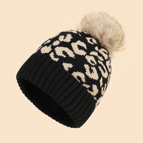 Berretto invernale in maglia da donna alla moda, caldo, foderato in pile, con stampa leopardata, per viaggi in lana durante il freddo_voghion.com