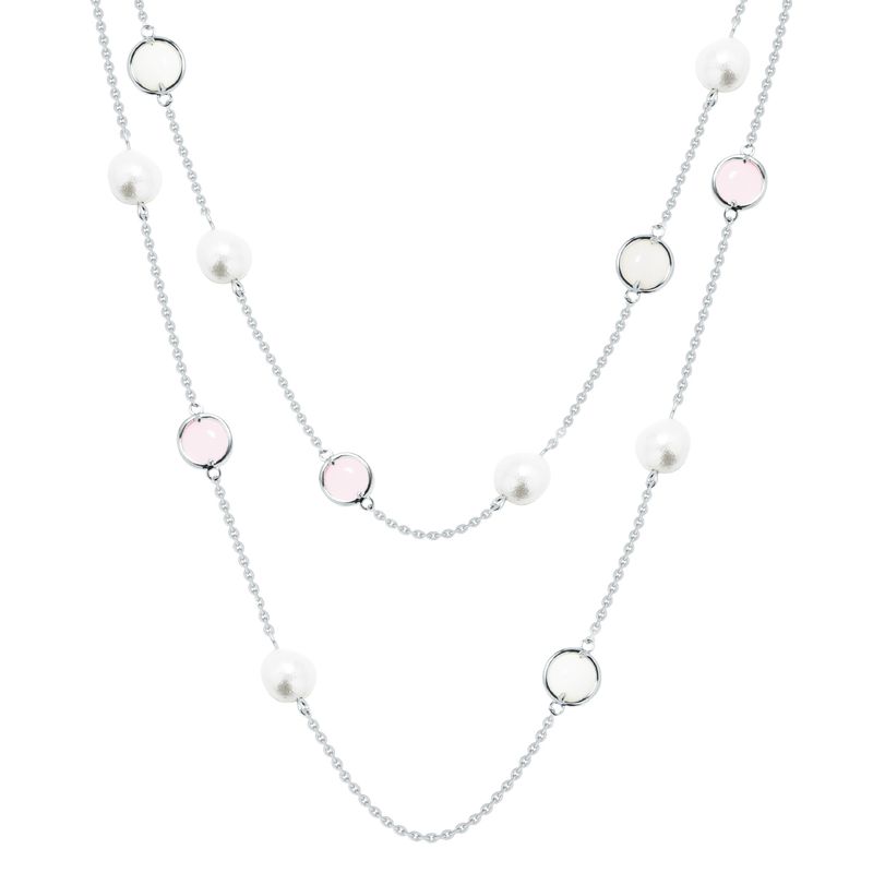 Collana lunga con perle di agata geometrica rotonda e intervallo, nuova squisita collana con perle irregolari barocche_voghion.com