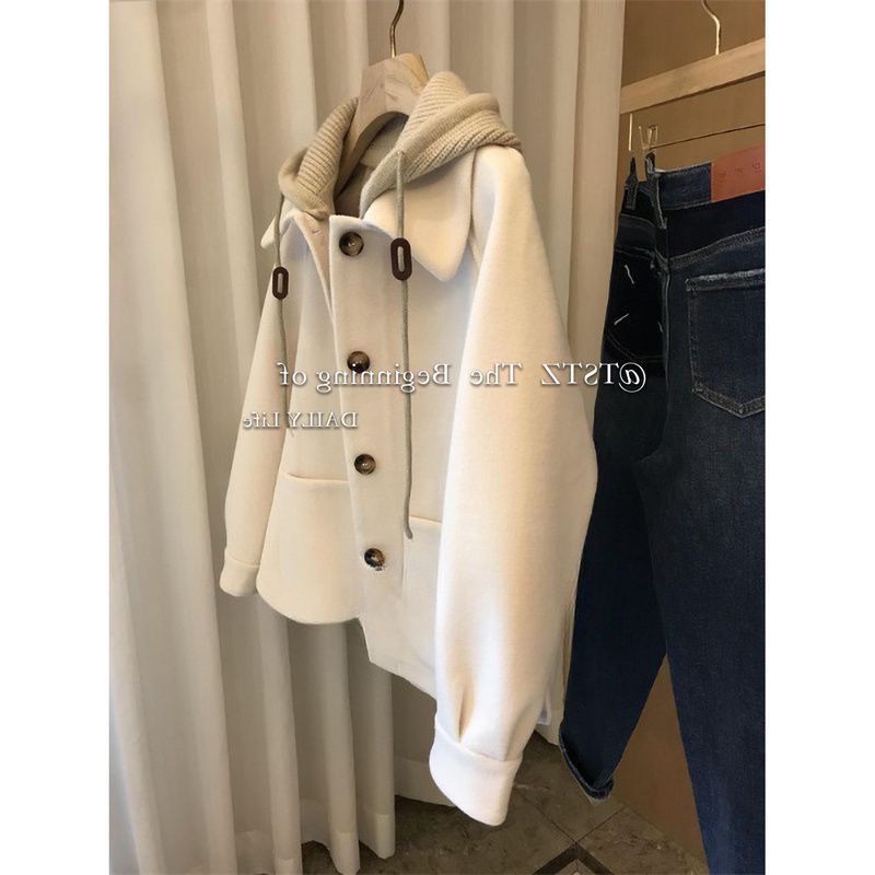 Odzież damska patchworkowy, wełniany płaszcz z kapturem dla kobiet, jesienny i zimowy, niszowy trend w płaszczach_voghion.com