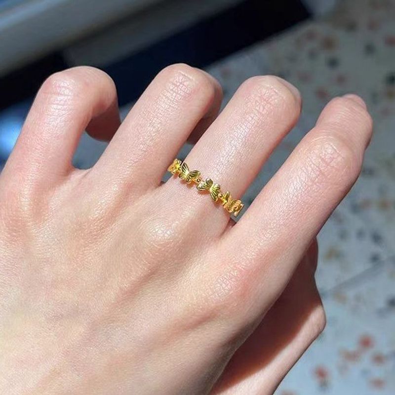 Shajin New Chinese Style Three-dimensional Butterfly Ring Women's Gold Shop Same Style Ancient Method Niche Design Advanced Sense Ring_voghion.com