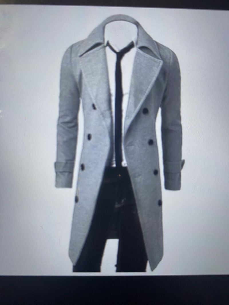 Men's Clothing Autumn/Winter Long Double Breasted Trench Coat Men's Woolen Coat Slim Fit Woolen Coat_voghion.com