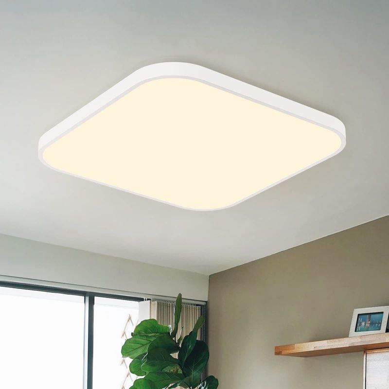 LED Deckenleuchte Schlafzimmer - Deckenlampe Schlafzimmerlampe Flach 27cm Küchenlampe Warmweiß Badezimmerlampe IP44 Eckig Badlampe 19W Für Küche Flur_voghion.com