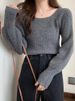 Herbst Winter Lose Frauen Pullover Lässig Weiche Lange Puffärmel Pullover Jumper Strickwaren Grundlegende Pullover Für Frauen Tops_voghion.com