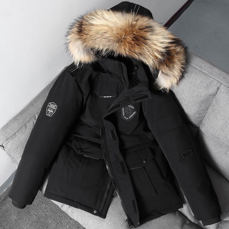 Men's Clothing 2024 new men's Silk cotton jacket running men's same style thickened large fur collar warm belt drawstring trendy men and women_voghion.com