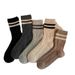 Warm Wool Cable Knit Socks For Women And Men, Striped Mid-Calf Socks, Thick Retro Style, Soft And Cozy, Perfect For Fall And Winter_voghion.com