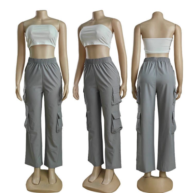 Damenbekleidung Herbstmode Trend Multi Pocket Einfarbig Overalls 3 Farben_voghion.com