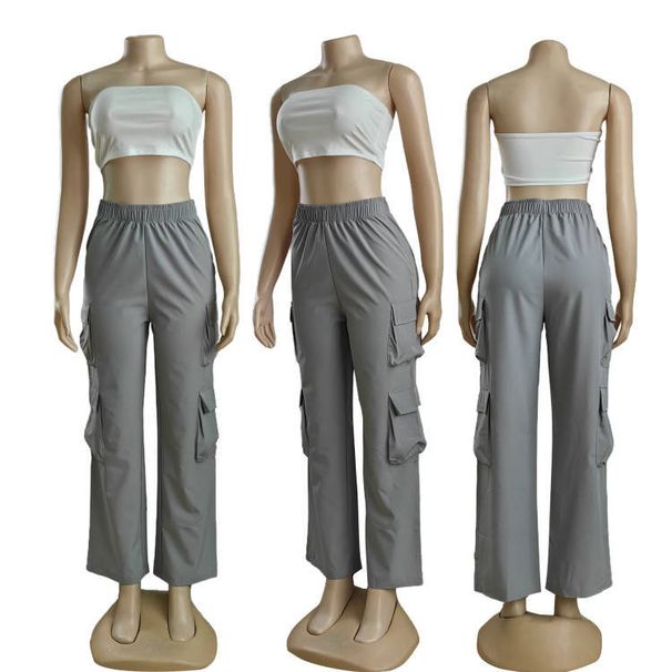 Damenbekleidung Herbstmode Trend Multi Pocket Einfarbig Overalls 3 Farben_voghion.com