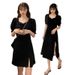 GraceChic Plus Size Slimming For Big Sisters, Elegant Square Neck, Waist-Cinching, Slit, French Style, Black Hepburn Style A-Line_voghion.com