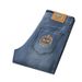 Jeans haut de gamme, produits européens, pantalons pour homme, broderies tendance printemps-été, pantalon slim droit en denim léger et extensible_voghion.com