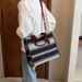 Harajuku Canvas for Women's 2024 New Fashion Stripe Handheld Shoulder with Large Capacity Commuting Tote Bag_voghion.com