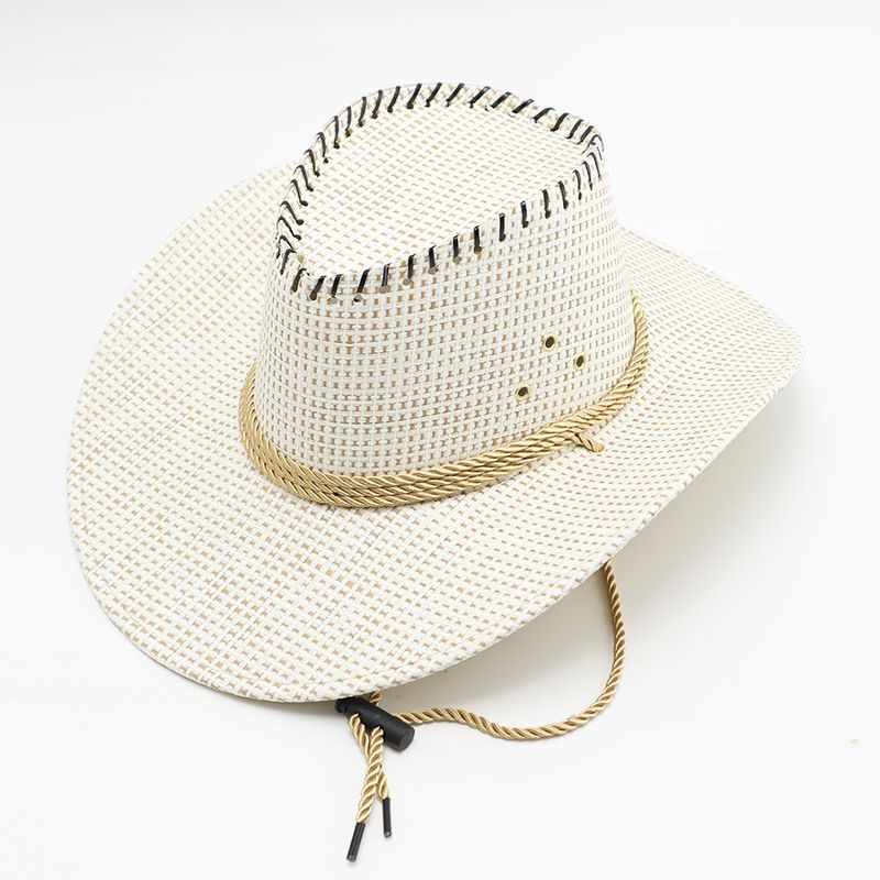 Men's cowboy hat mountain climbing scenic area travel summer wide brim sun hat outdoor sunshade straw hat wholesale_voghion.com