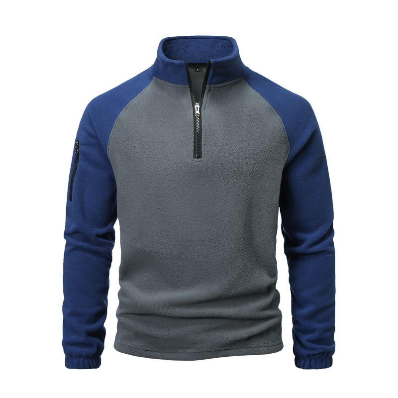 Giacca in pile a collo alto da uomo, stile estero, maglione in pile polare da uomo, pullover in flanella coordinato, giacca casual da uomo_voghion.com