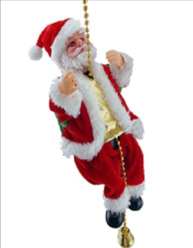 Christmas Electric Fiber Optic Santa Claus Climbing Toy With Wiggling Butt - Fun Holiday Decoration For Kids & Festive Window Display_voghion.com