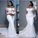 Women's Clothing Fishtail wedding dress one shoulder lace long sleeved dress with tail African bride summer_voghion.com