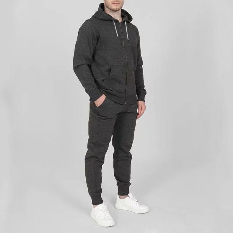 Men's Clothing Classic Zip-Up Hoodie & Jogger Set - Fleece-Lined Winter Tracksuit For Men & Women (Navy, Black, Light Gray, White, Dark Gray)_voghion.com