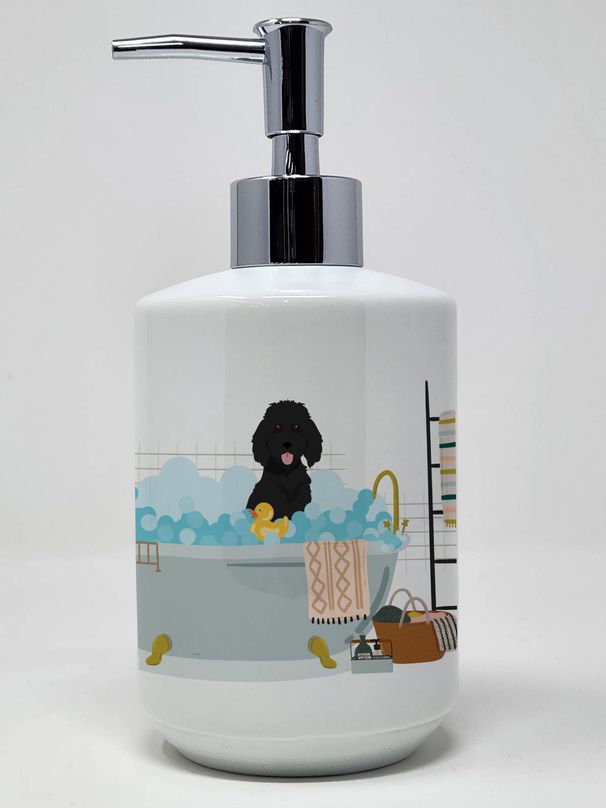 Standard Black Poodle Ceramic Soap Dispenser Hand Soap Dispenser Pump Bottles for Bathroom Kitchen, Empty Refillable Liquid Soap Container_voghion.com