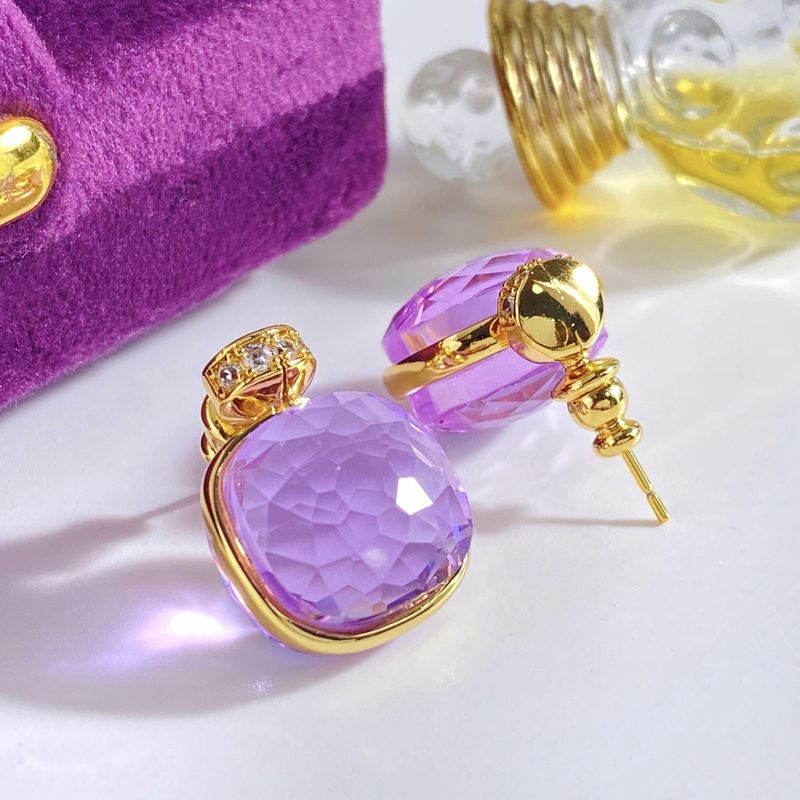 Gioielli da donna, design originale e creativo, bottiglia di profumo, orecchini a forma di fiore singolo in cristallo, pietra di cristallo artificiale, collana e orecchini squisiti_voghion.com