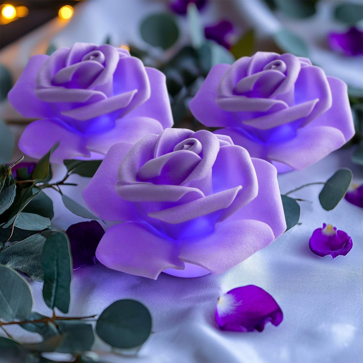 Çok Satan Yaratıcı Işıklı Simülasyon Gül Şeklinde Elektronik Mum Düğün Sevgililer Günü Çok Renkli Işık Mini Mum_voghion.com