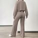 Oversized Strickpullover & Hosen-Set, Strickjacke mit Knopfleiste und lässiger Hose, Herbst-Freizeitoutfit in Khaki/Dunkelbraun (S/M/L/XL)_voghion.com
