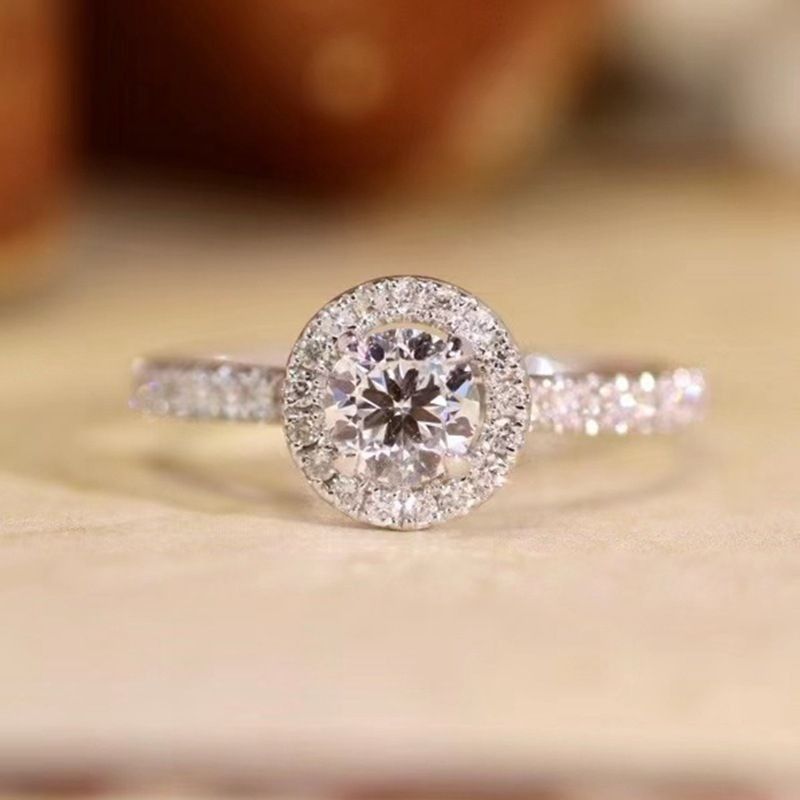 Mozambican Diamond Round Bag Square Bag One Carat Ring Femininity Simple Proposal Engagement Wedding Diamond Ring Ring Opening_voghion.com