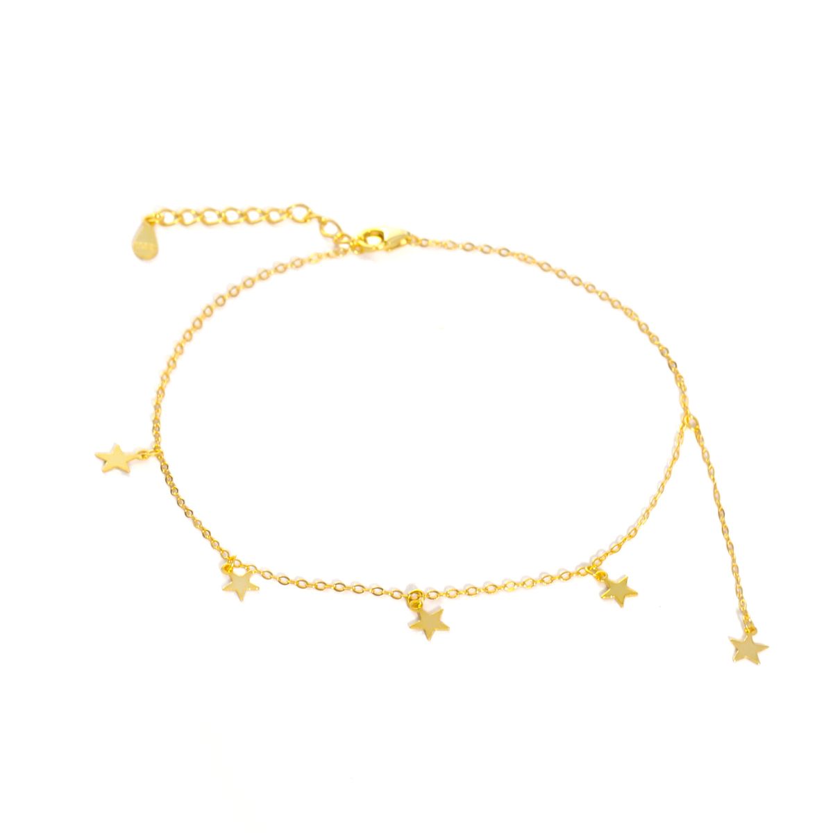 Cavigliera a forma di stella in oro 14 carati placcato argento puro per donna, design di nicchia, cavigliera di alta qualità, gioielli per piedi sexy, novità 2025_voghion.com