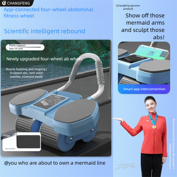 Verbessertes 4-Rad-Liegestützgerät mit automatischer Rückprallfunktion für die Bauchmuskulatur – Fitnessgerät für Männer und Frauen_voghion.com