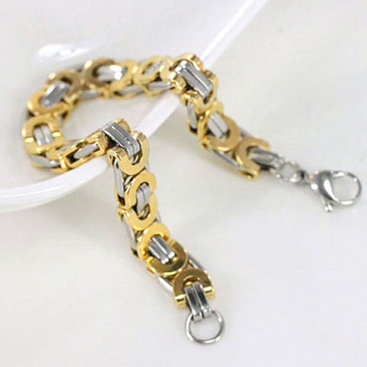 Titanium steel Byzantine bracelet black imperial men's king chain Punk jewelry for men_voghion.com