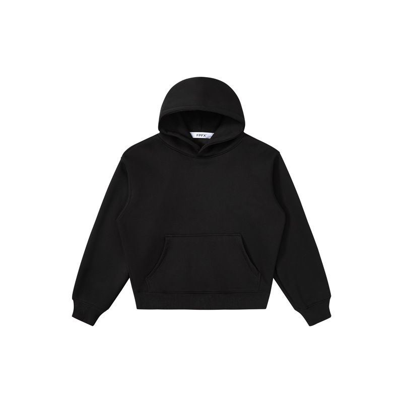 RDT Herrenmode|Graues Cleanfit Kapuzensweatshirt im amerikanischen Stil 550G Basic Einfarbiger Kurzer Hoodie für Herren_voghion.com