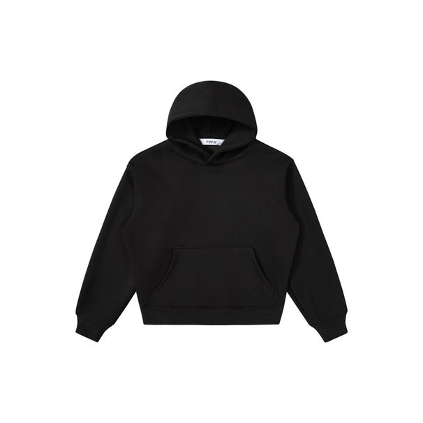 RDT Herrenmode|Graues Cleanfit Kapuzensweatshirt im amerikanischen Stil 550G Basic Einfarbiger Kurzer Hoodie für Herren_voghion.com