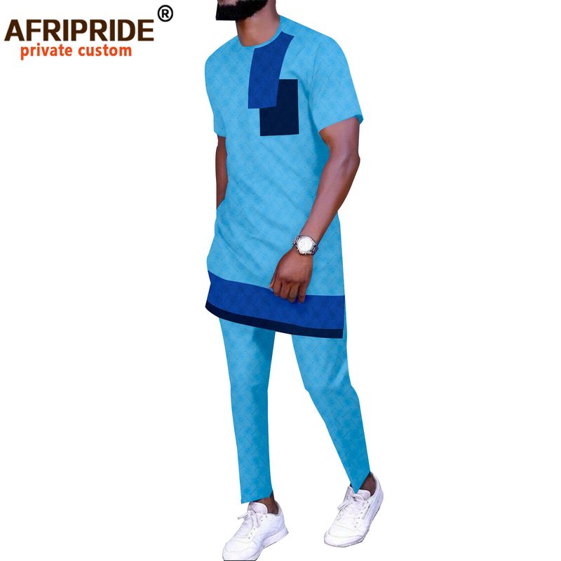 Men's clothing Africa cotton men's casual short sleeve set two pieces_voghion.com