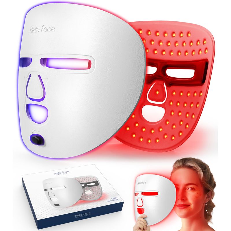 LED Face Mask Facial Care Tool, Red Light Therapy Mask For Face For Skincare At Home Travel_voghion.com