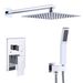 Shower System Shower Faucet Combo Set Wall Mounted With 12" Rainfall Shower Head And Handheld Shower Faucet, Chrome Finish With Brass Valve Rough-In_voghion.com