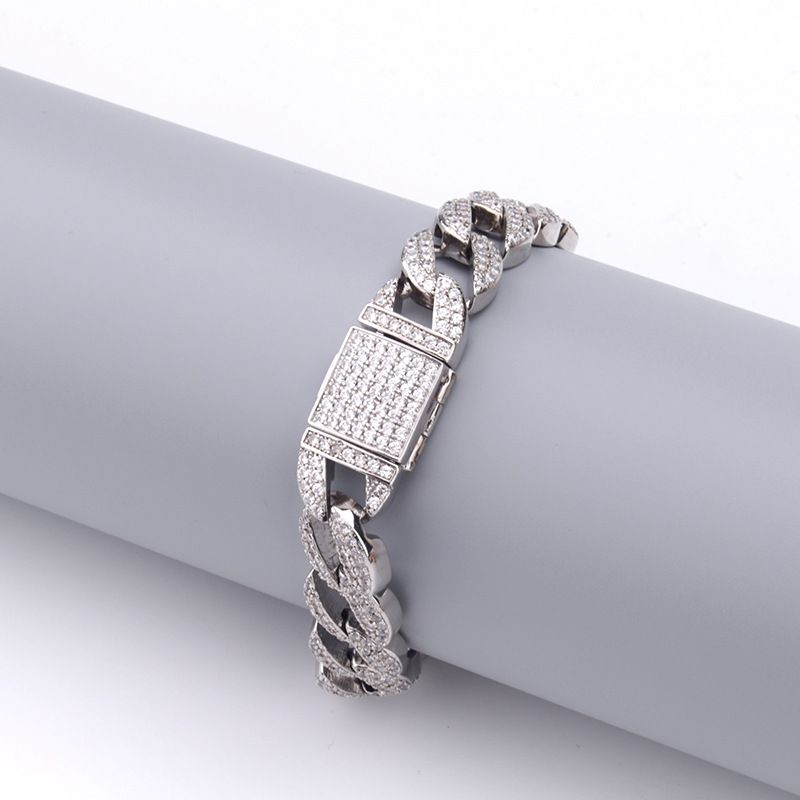 Bracciale da uomo alla moda e alla moda, hip-hop, set completo con catena cubana in zircone, gioielli alla moda_voghion.com