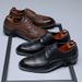 Frühlingsmodische Business-Schuhe aus Leder, kleine runde Zehenpartie, lässige Schnürschuhe im Retro-Derby-Stil für Herren, geeignet für Hochzeiten, 24268-M_voghion.com