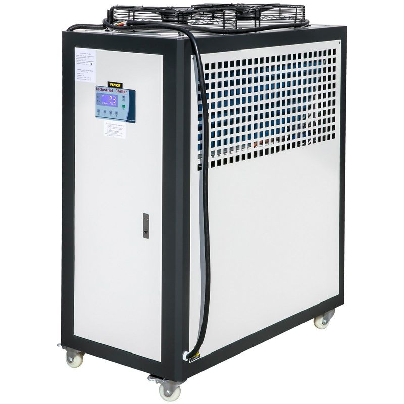 VEVOR Air-Cooled Chiller Industrial 5 Ton, 5HP Panasonic Compressor, Finned Condenser Portable Conditioner, Micro-Computer Control & Built-in 53L Stainless Steel Water Tank For Plastic Electric_voghion.com