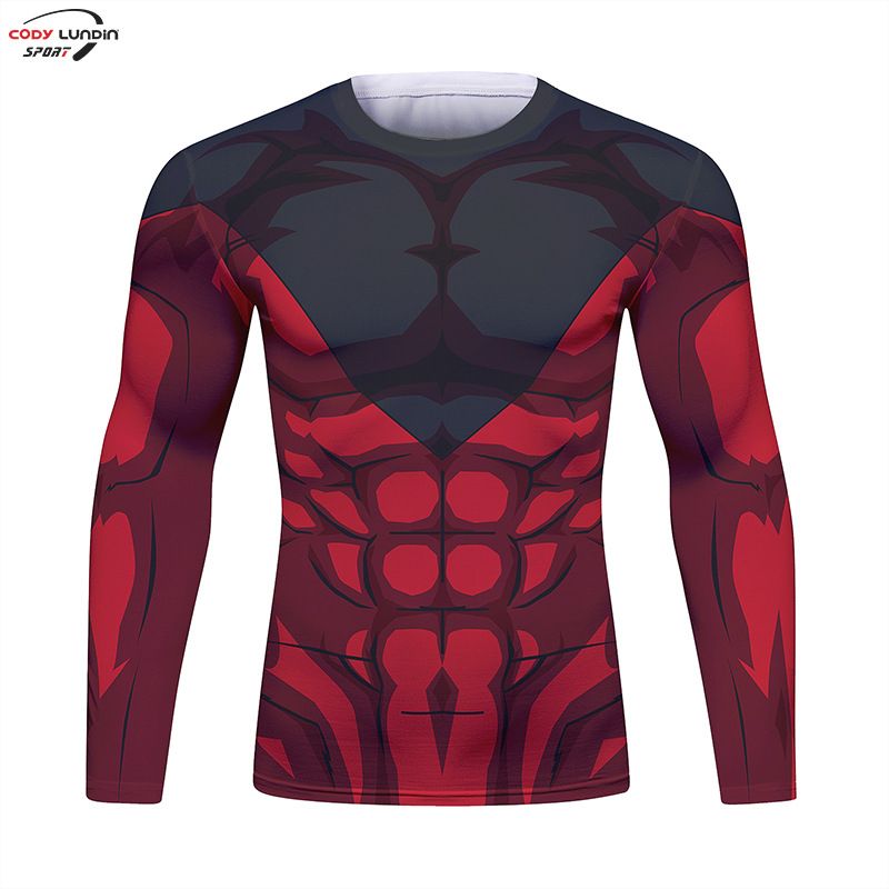 Men's Clothing Digital Printing T Shirt Cycling Quick Drying Sports Breathable Long Sleeved Compression Tights T Shirt_voghion.com