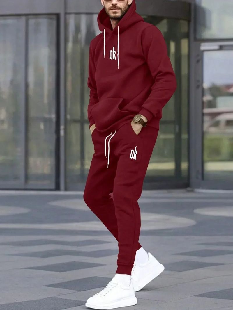 2025 Neuer Herrenpullover mit Kapuze und aufgedruckten Buchstaben, lockeres Sweatshirt, Jacke, Ärmel, lange Hose_voghion.com