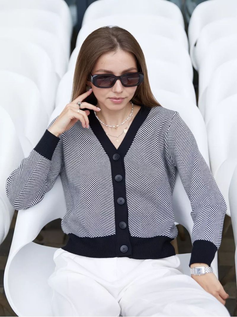 Übergroßer Cardigan-Pullover mit V-Ausschnitt – Langärmliger Strickmantel mit offener Vorderseite für Damen, weich und warm, gestreift/kariert, Freizeit- und Bürokleidung_voghion.com