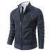 2024 autumn and winter new solid color cardigan jacket men's casual slim fit stand up collar knitted sweater_voghion.com